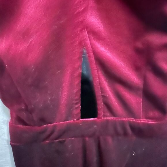 Red Sleeveless Jumpsuit Plunging V-Neckline Fitted Waist - Picture 6 of 9